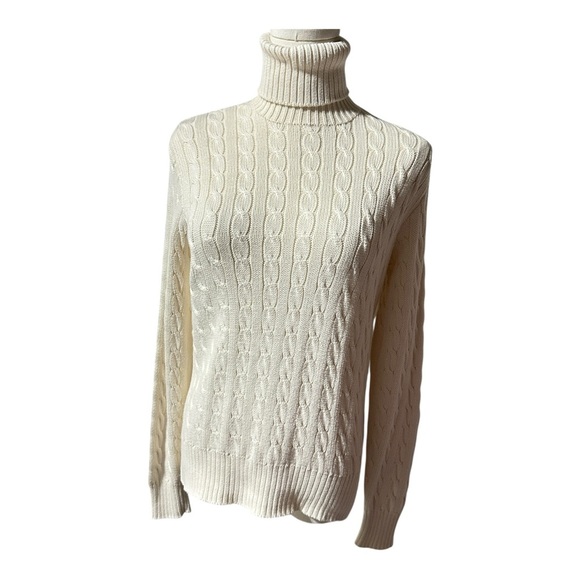 Ralph Lauren Sweaters - 👉 Ralph Lauren Sport Women’s Cable Knit Turtleneck Sweater Cream 100% Cotton XL